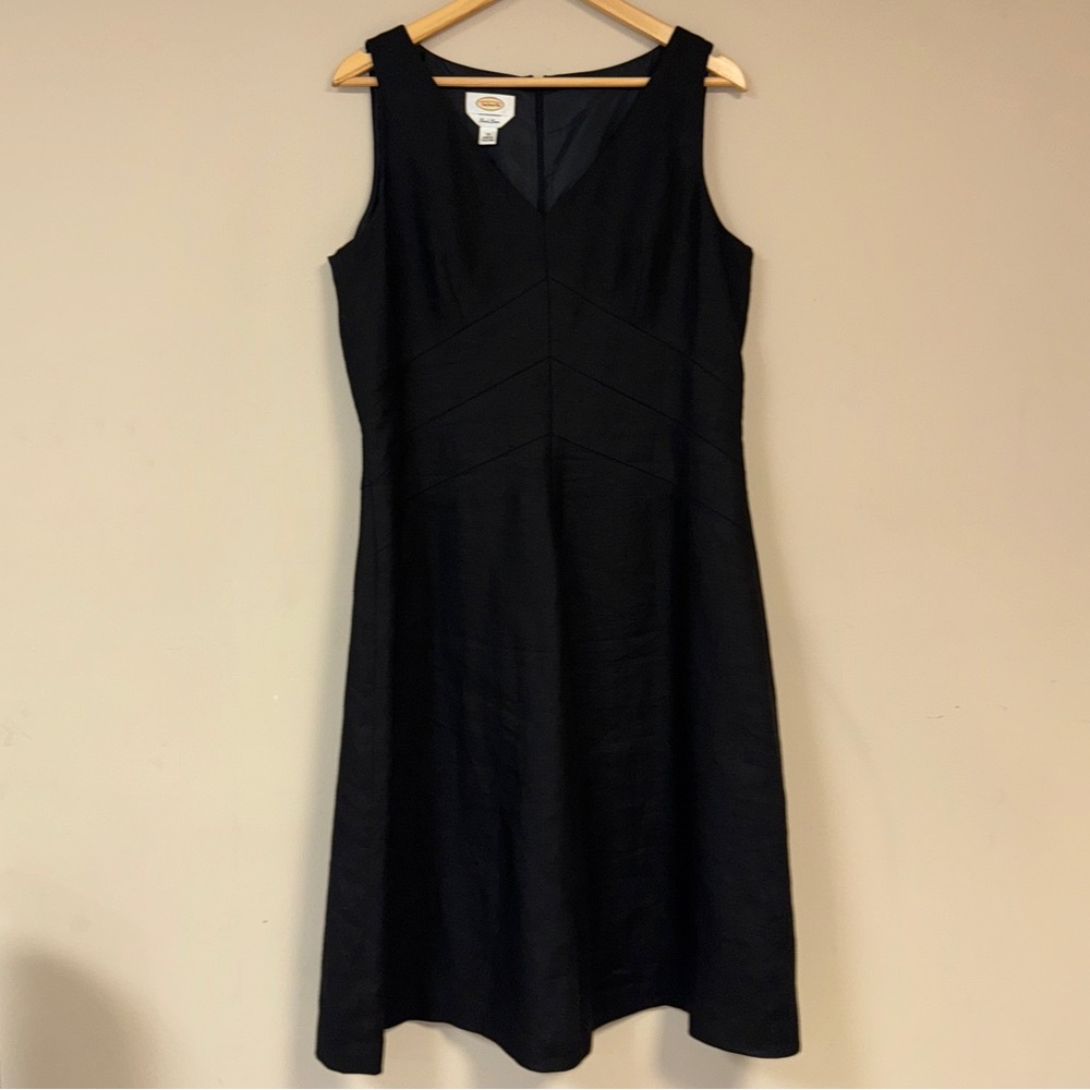 🆕 Talbots Irish Linen Black Dress Women’s 14 LBD Sheath Sleeveless Summer Lined